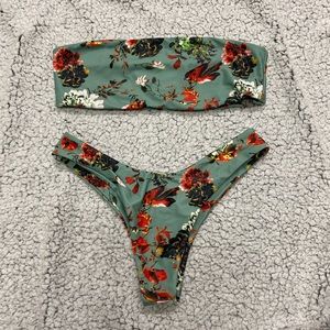 Green Floral swimsuit set